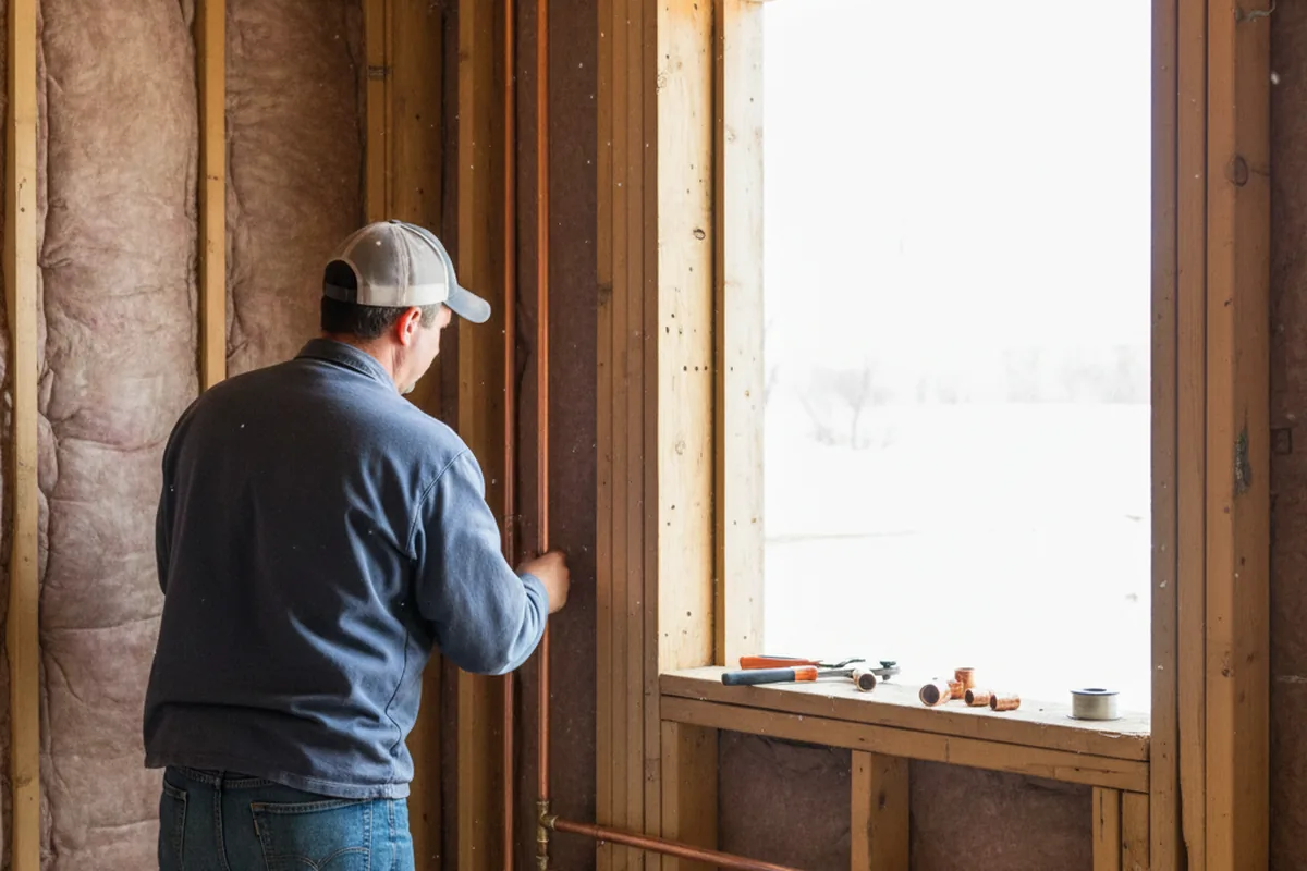 Licensed plumber running new copper supply lines in a Labadieville home